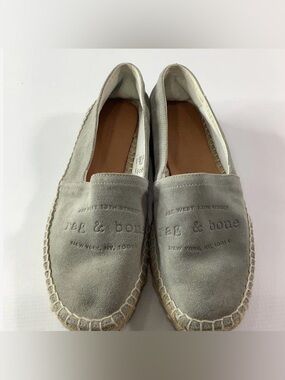 Rag & Bone Edie Light Gray Suede Espadrille Flats